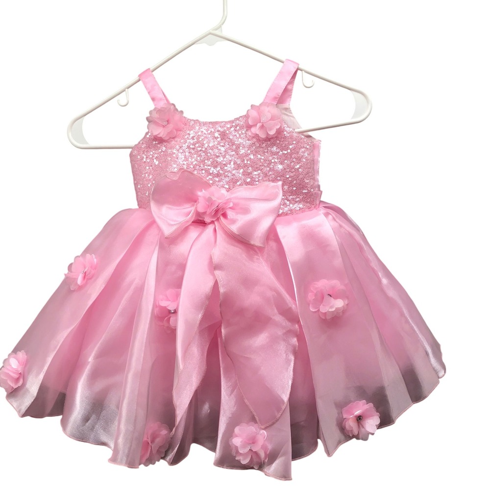 Sweet Baby Pink Party Dress Girls 18M Flower Sequin Tulle Sleeveless‎ Princess